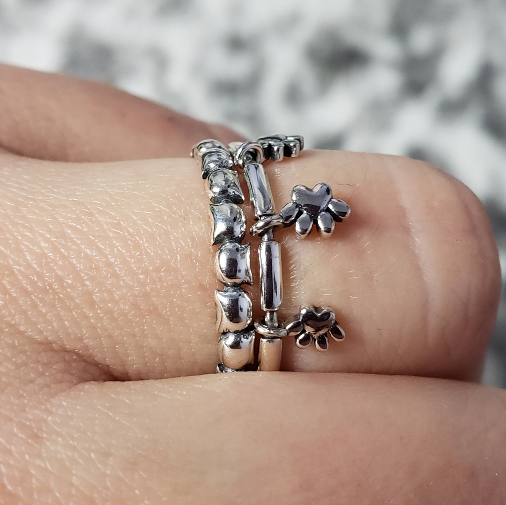 925 Sterling Silver Dog Cat Puppy Kitty Pawprint - Picture 6 of 8